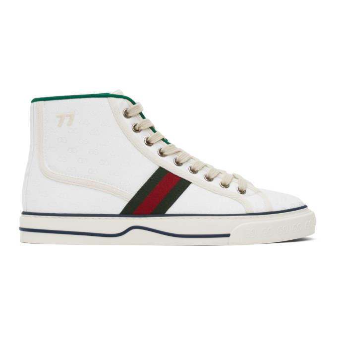 Photo: Gucci White Gucci Tennis 1977 High-Top Sneakers