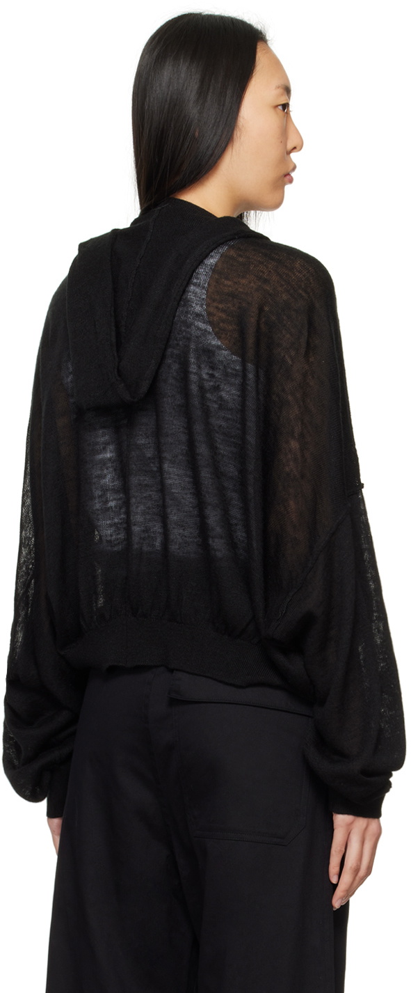 Y's Black Hooded Cardigan
