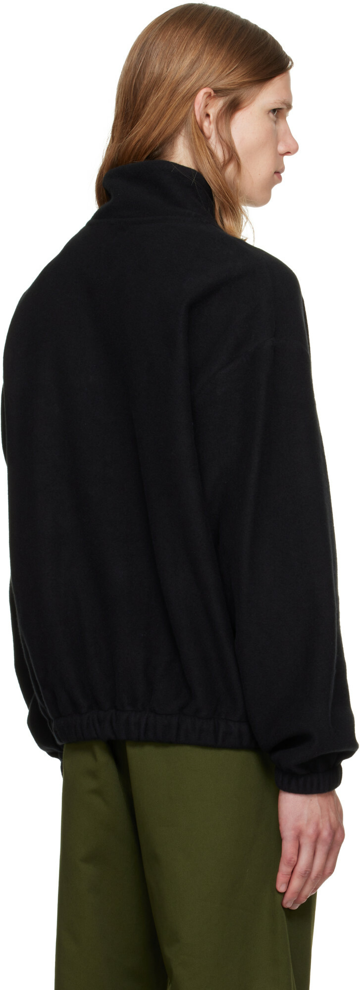 vowels Black Quarter Zip Fleece Sweater