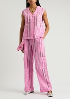 Damson Madder Vacation Rafe Broderie Anglaise Cotton Trousers Pink