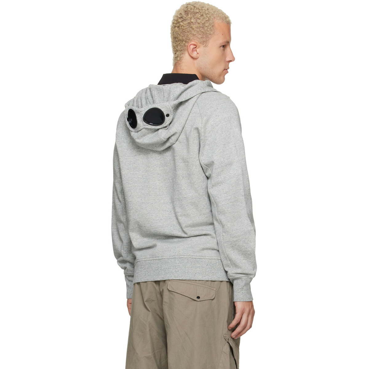 C.P. Company Gray Diagonal Raised Fleece Goggle Hoodie
