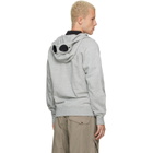 C.P. Company Gray Diagonal Raised Fleece Goggle Hoodie