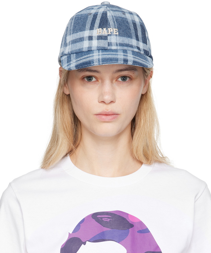Photo: BAPE Blue Check Denim Panel Cap