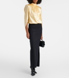 Mugler Draped silk-blend satin top