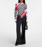 Jean Paul Gaultier Leather-trimmed wool wide-leg pants