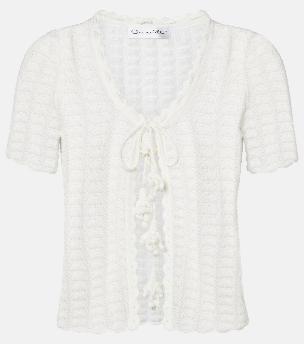 Oscar de la Renta Pointelle cotton and silk cardigan