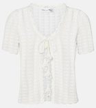 Oscar de la Renta Pointelle cotton and silk cardigan