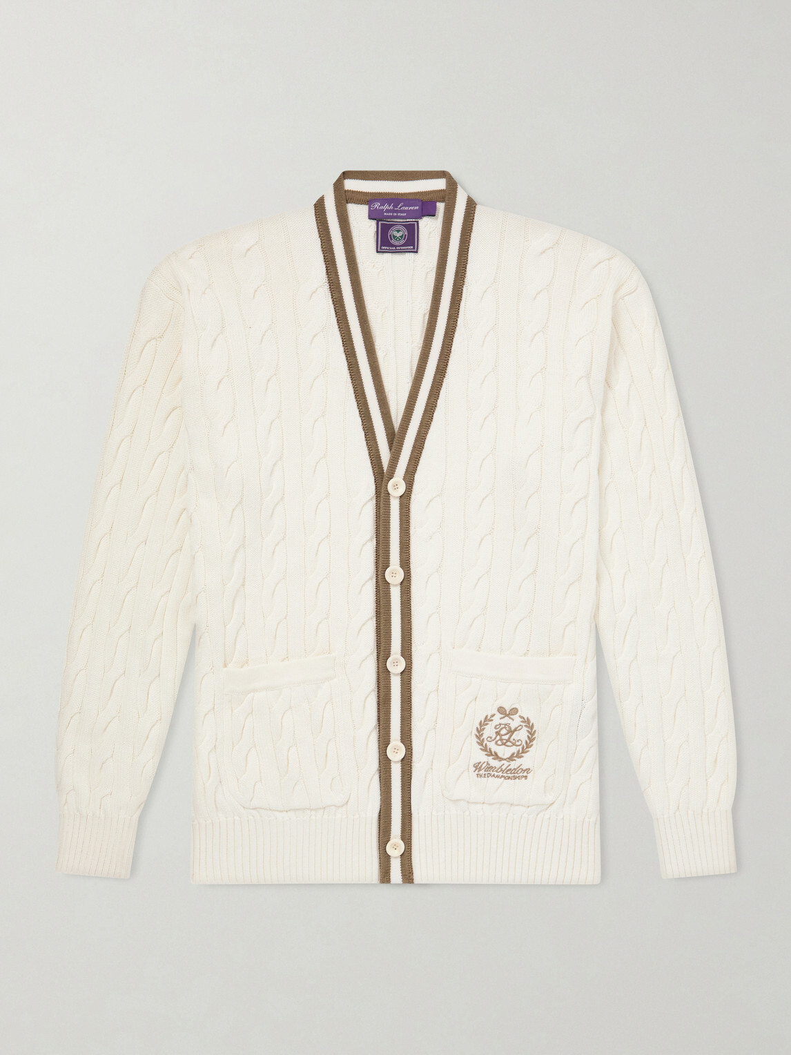 Ralph Lauren Purple label - Wimbledon Capsule Cotton and Silk Cardigan - Neutrals