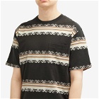 Beams Plus Men's Jacquard Stripe Pocket T-Shirt in Charcoal