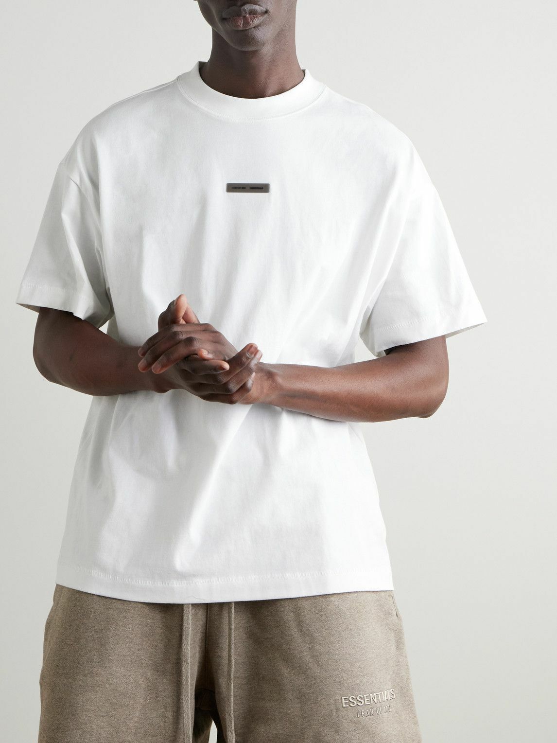 FEAR OF GOD ESSENTIALS - Logo-Appliquéd Cotton-Jersey T-Shirt - White ...