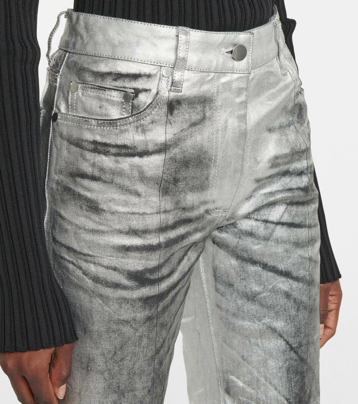 Peter Do Metallic mid-rise straight jeans