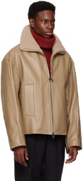 Wooyoungmi Taupe Padded Leather Jacket