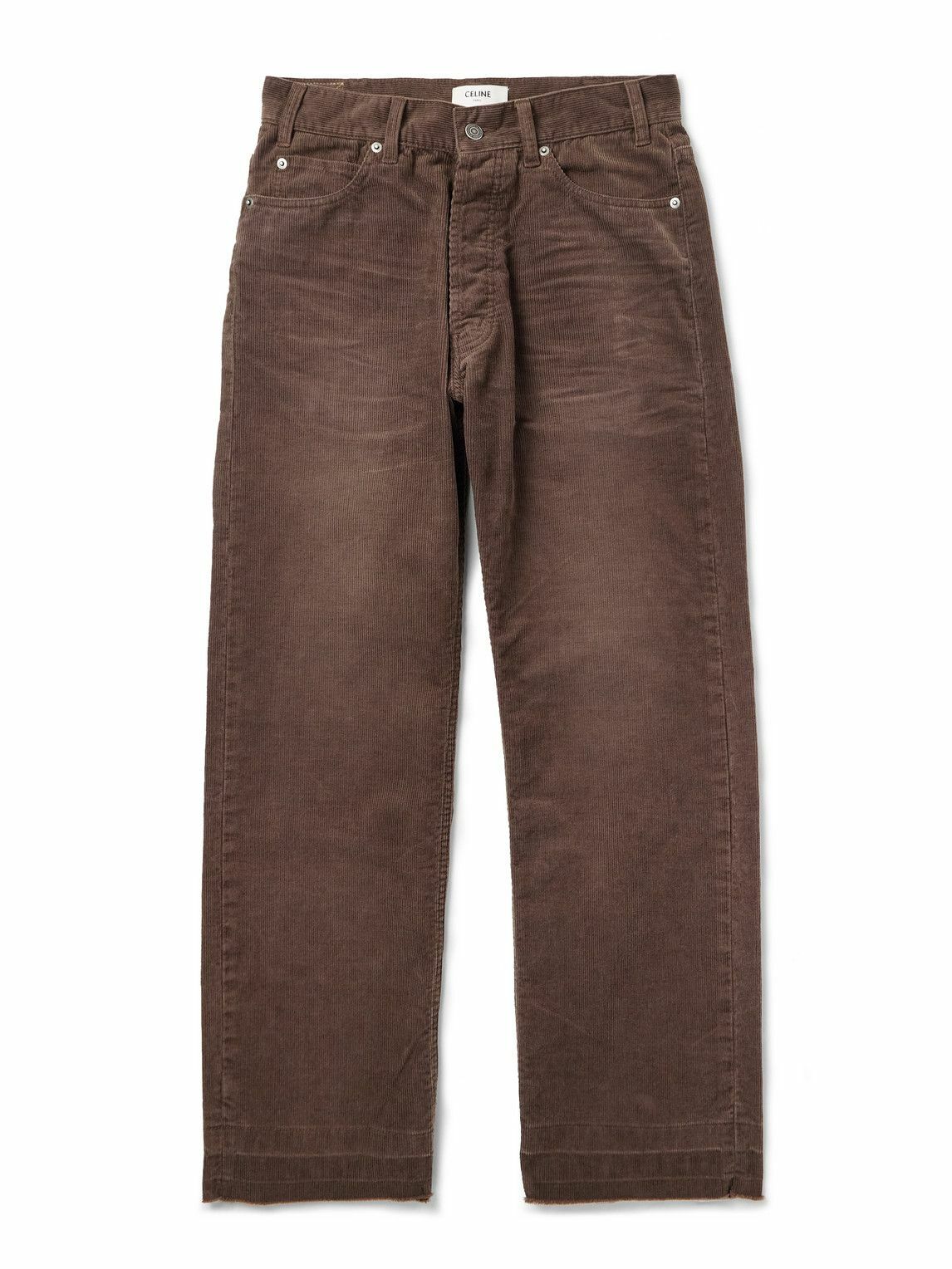 CELINE - Wesley Straight-Leg Cotton-Corduroy Trousers - Brown
