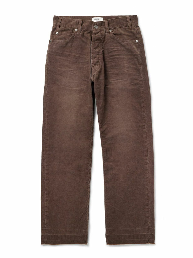 Photo: CELINE - Wesley Straight-Leg Cotton-Corduroy Trousers - Brown