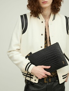 SAINT LAURENT - Ysl Croc Embossed Leather Ipad Holder