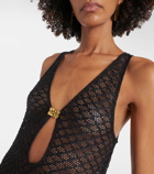 Ganni Keyhole mesh beach cover-up