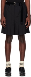 sacai Black Pleated Shorts