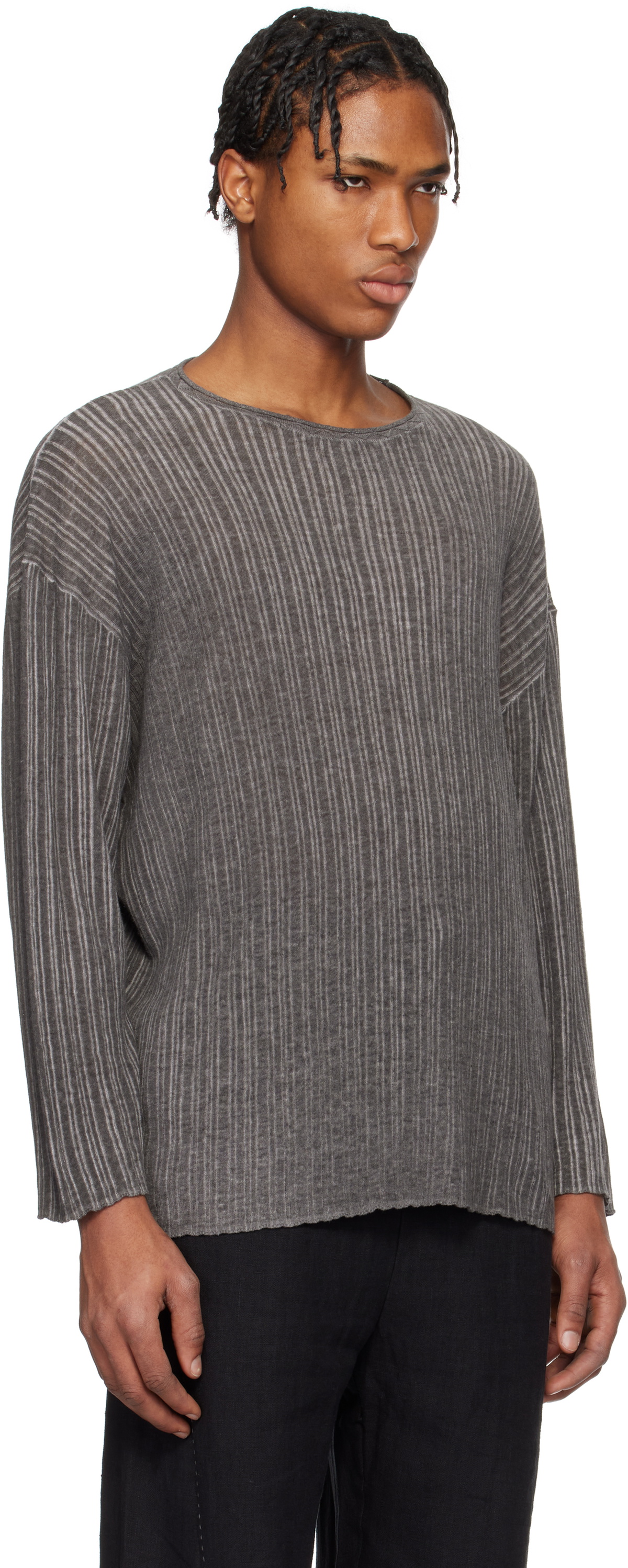 Professor.E Gray Semi-Sheer Dirt Knit Sweater