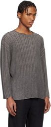 Professor.E Gray Semi-Sheer Dirt Knit Sweater