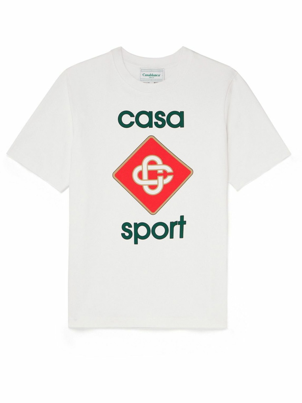 Photo: Casablanca - Casa Sport Printed Organic Cotton-Jersey T-Shirt - White