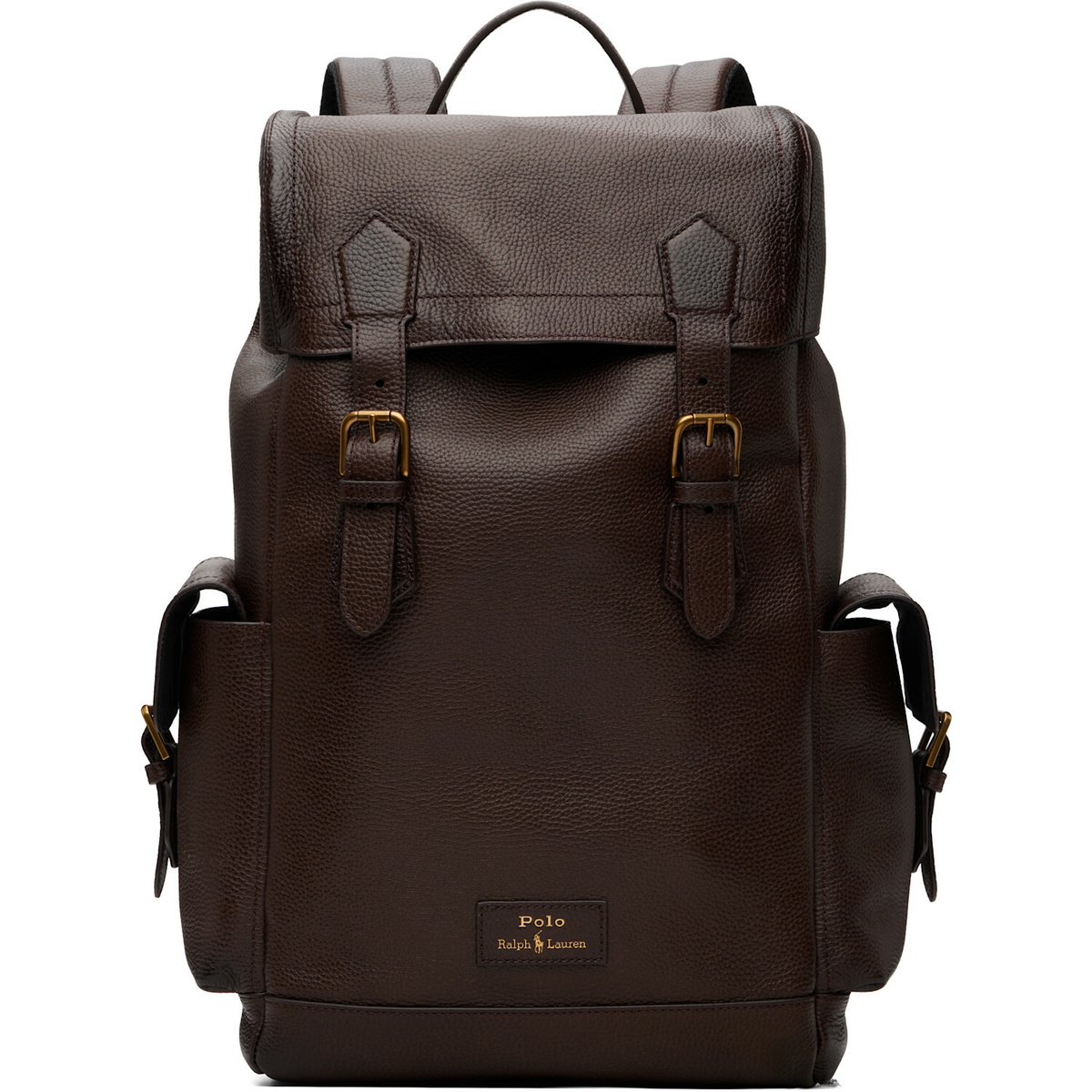 Polo Ralph Lauren Brown Pebbled Leather Backpack