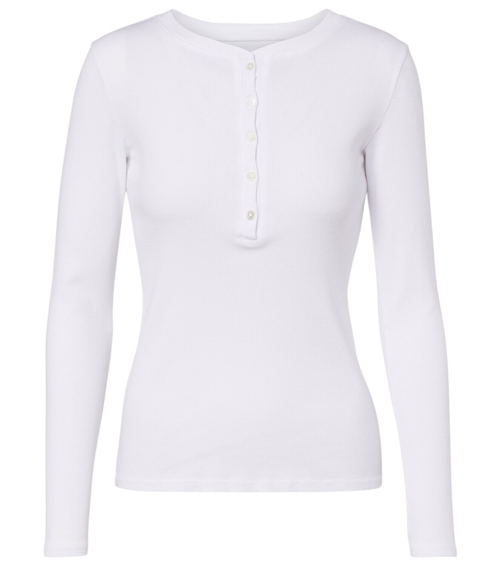 Photo: Nili Lotan Jordan ribbed-knit cotton Henley shirt