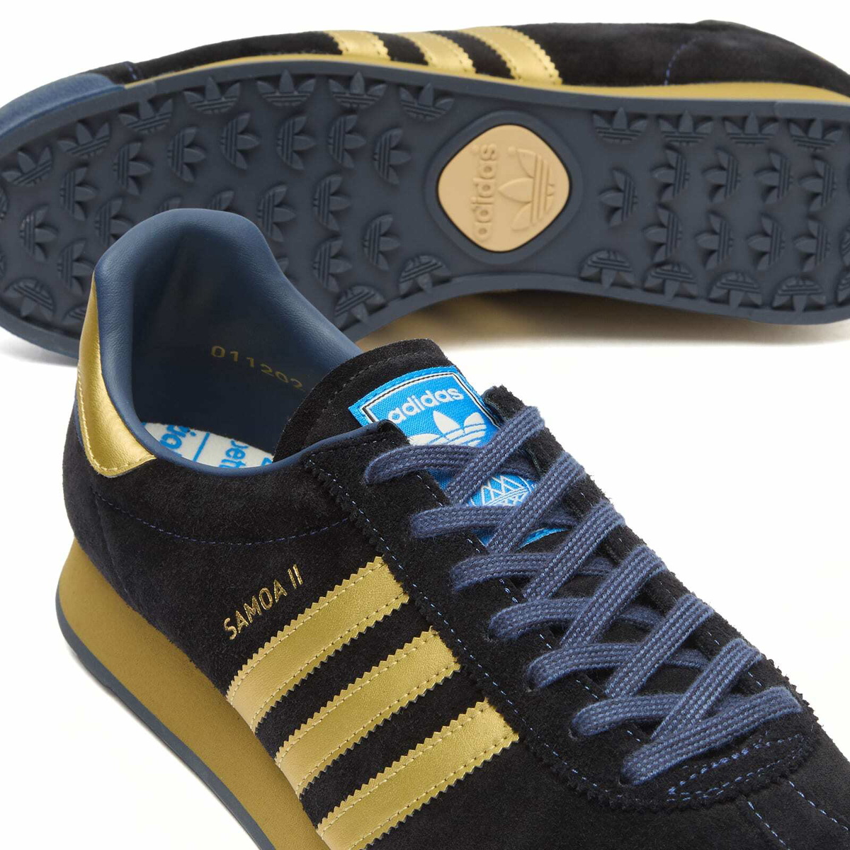 Adidas Men's x SPZL Samoa II Sneaker in Tech Indigo/Matte Gold/Night Indigo