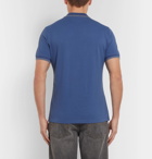 Brunello Cucinelli - Slim-Fit Contrast-Tipped Cotton-Piqué Polo Shirt - Men - Blue