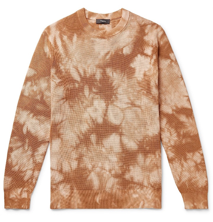 Photo: Theory - Masten Slim-Fit Tie-Dyed Cotton-Blend Sweater - Brown