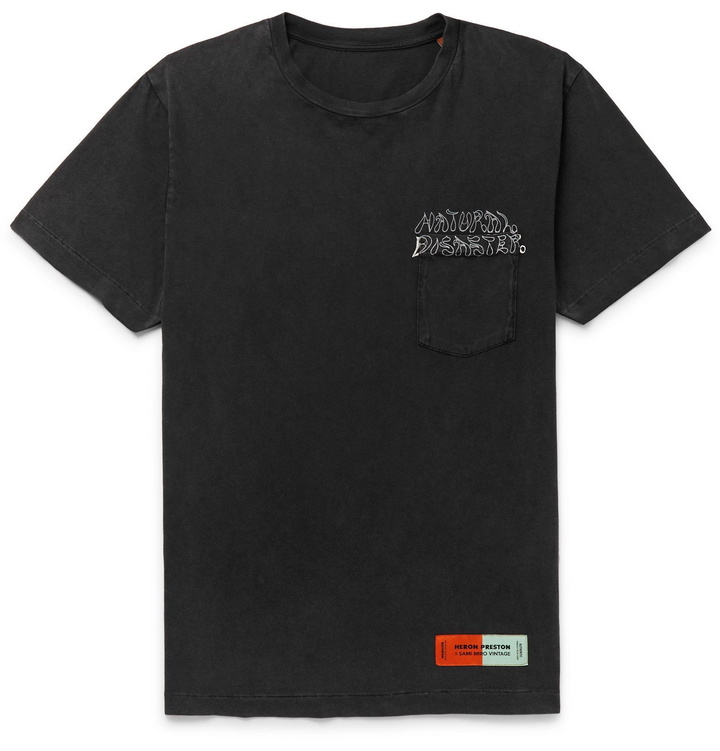 Photo: Heron Preston - Embroidered Organic Cotton-Jersey T-Shirt - Black