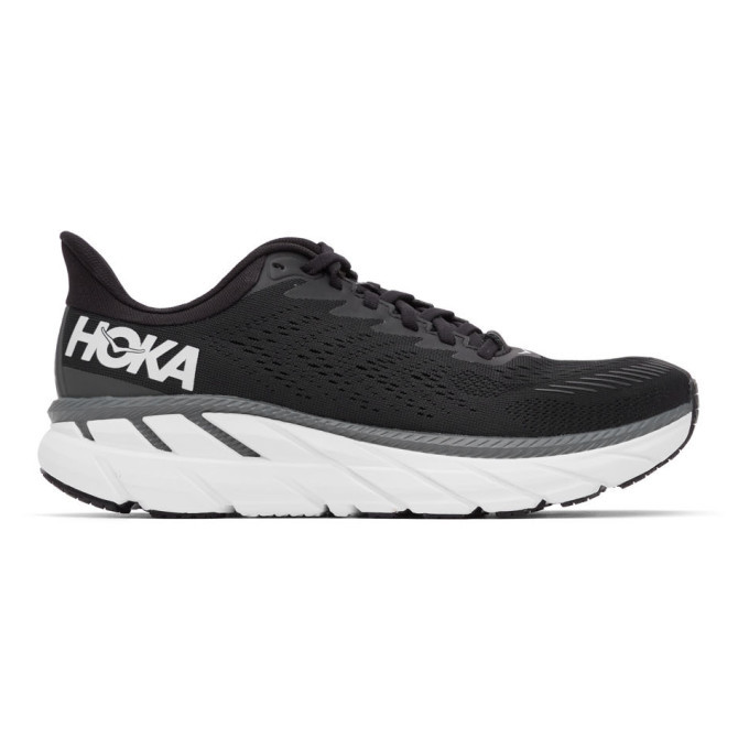 Hoka One One Black and White Clifton 7 Sneakers Hoka One One