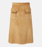Gucci Embellished suede midi skirt