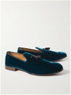 TOM FORD - Nicolas Leather-Trimmed Tasselled Velvet Loafers - Blue