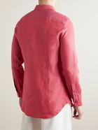 Etro - Slim-Fit Logo-Embroidered Linen Shirt - Red