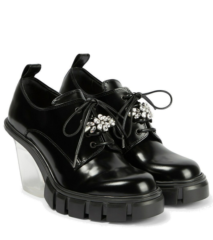 Photo: Simone Rocha Embellished leather Derby pumps