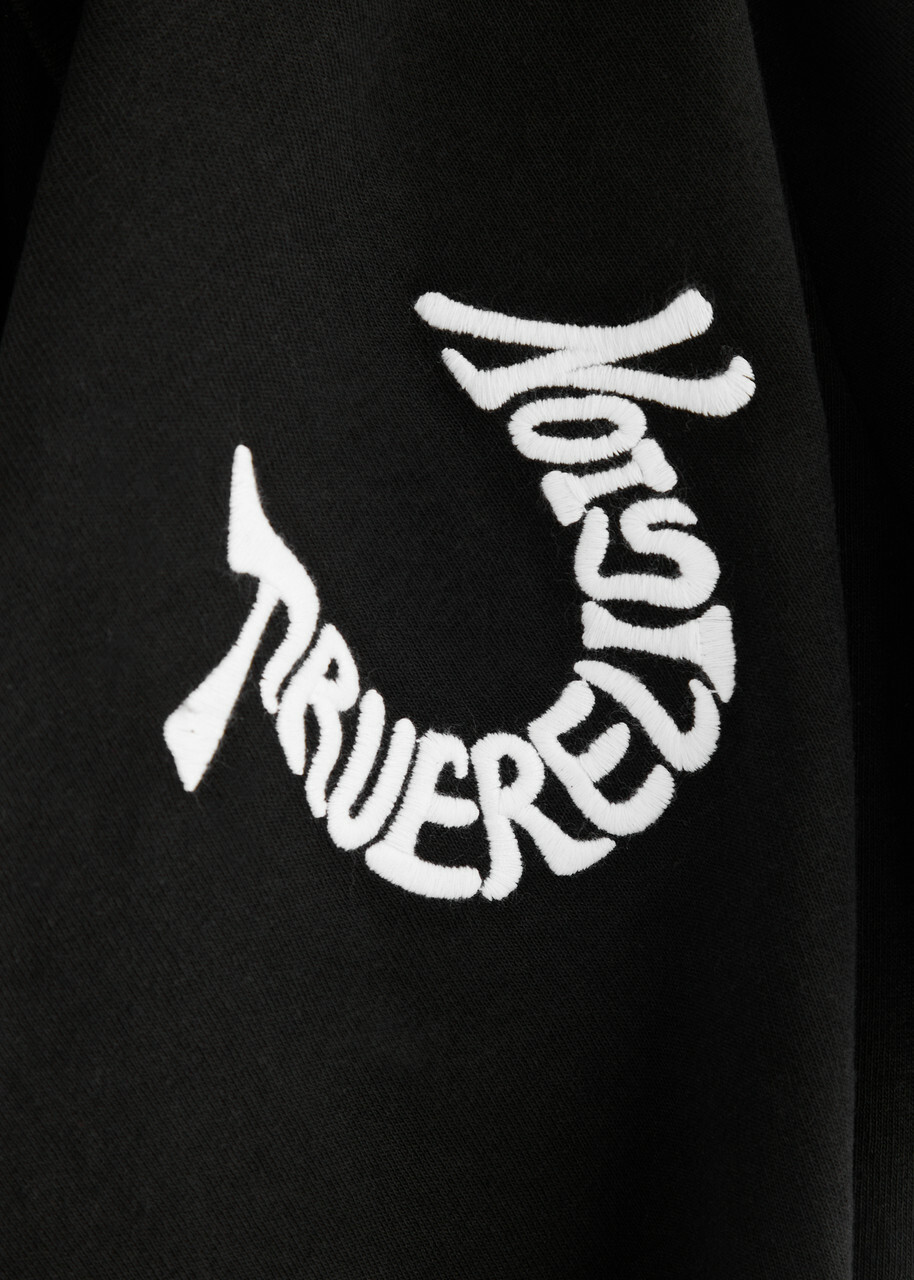True Religion Warped Logo-embroidered Cotton T-shirt Black