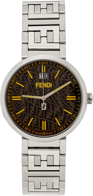 Photo: Fendi Silver & Brown Forever Fendi Watch