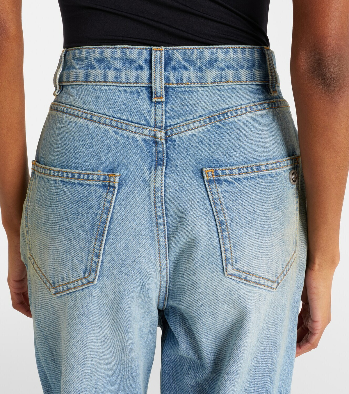 Area Distressed embellished wide-leg jeans