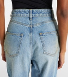 Area Distressed embellished wide-leg jeans