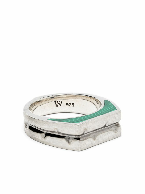 Photo: Stephen Webster Sterling Silver Inscription Inlay Malachite Signet Ring