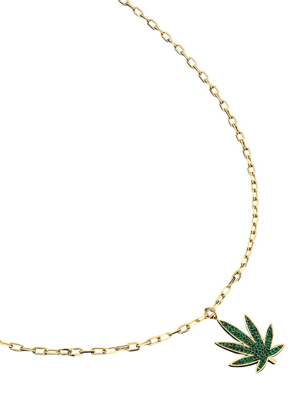 Photo: Sydney Evan - Large Pot Leaf Gold Diamond Necklace