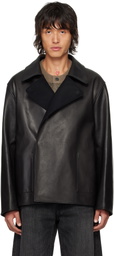 stein Black Short Bonded Reversible Leather Jacket