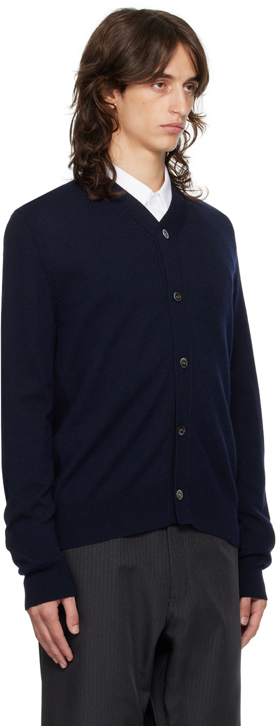 Comme des Garçons Homme Deux Navy Buttoned Wool Cardigan