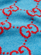 GUCCI - Logo-Jacquard Wool Sweater - Blue