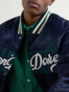 Aimé Leon Dore - Logo-Embroidered Satin Varsity Jacket - Blue