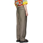 Gucci Brown and White GG Supreme Wool Trousers