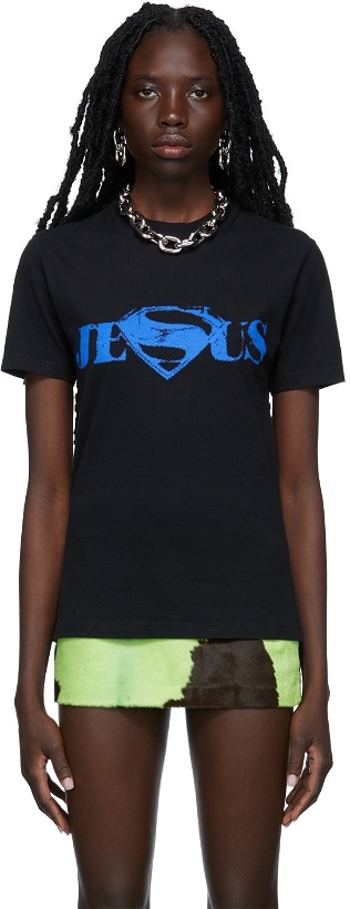 Photo: Mowalola Black Jersey 'Super Jesus' T-Shirt