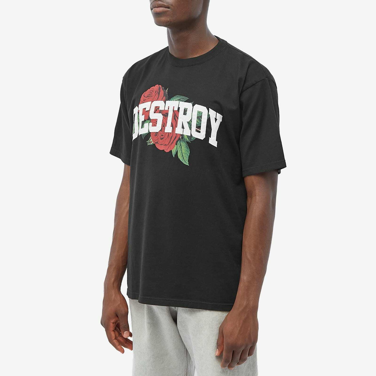 UNDERCOVER 23AW ROSE DESTROY Tee バラ 黒 3 Undercover Men's Destroy Rose T-Shirt in Black Undercover