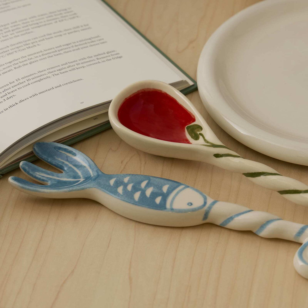 Damson Madder Women's Ceramic Salad Servers in Multi 
