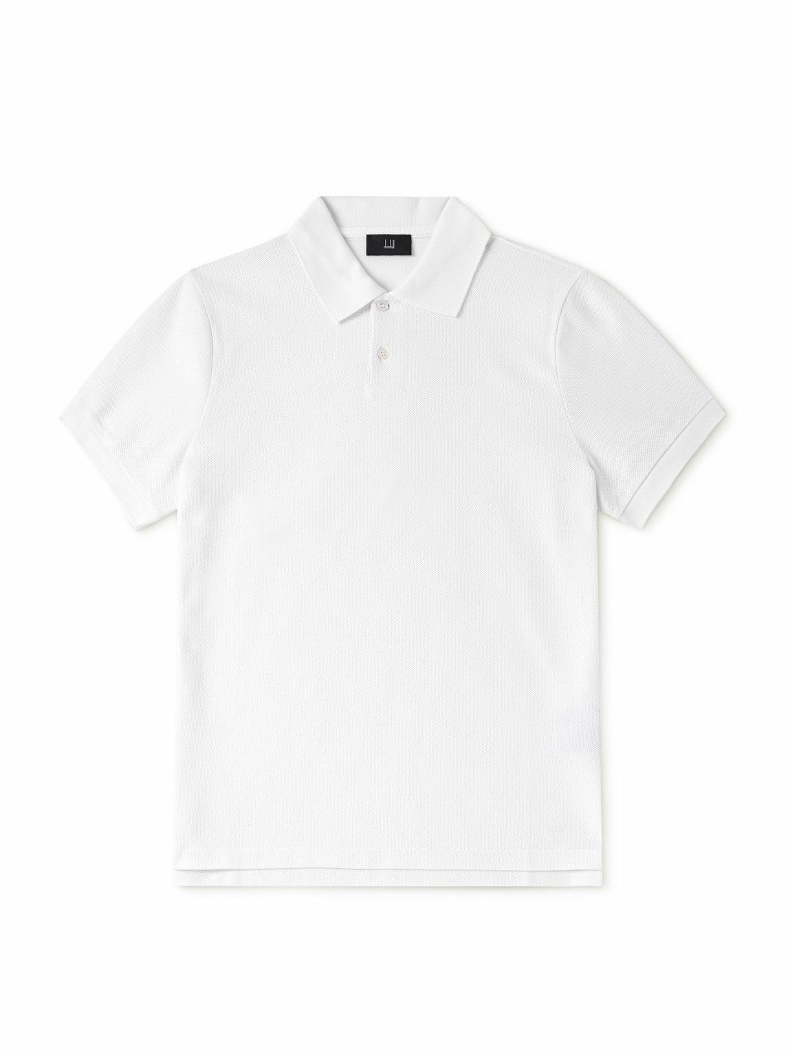 Dunhill - Logo-Embroidered Cotton-Piqué Polo Shirt - White